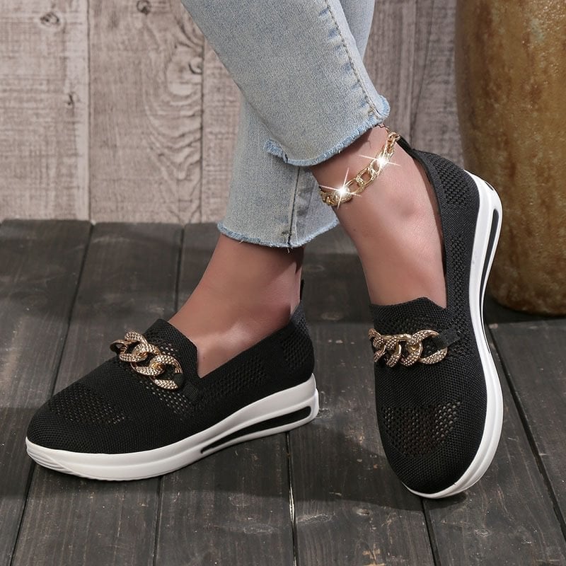 🔥Hot Sale 50% KEDVEZMÉNY - Női szövött, légáteresztő, alkalmi Wedge tornacipő