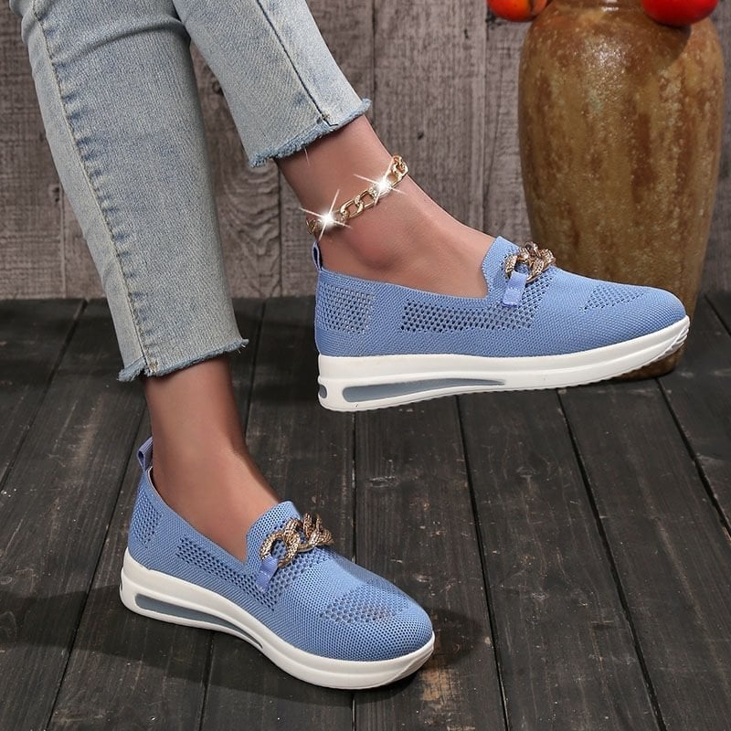 🔥Hot Sale 50% KEDVEZMÉNY - Női szövött, légáteresztő, alkalmi Wedge tornacipő