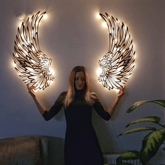 🔥 1 PÁR ANGYAL WINGS METAL WALL ART LED VILÁGÍTÁSSAL -🎁 AJÁNDÉK NEKI