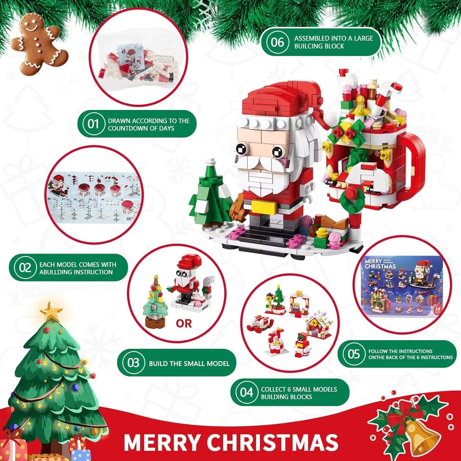 🎅Karácsonyi adventi naptár építőkockák készlet