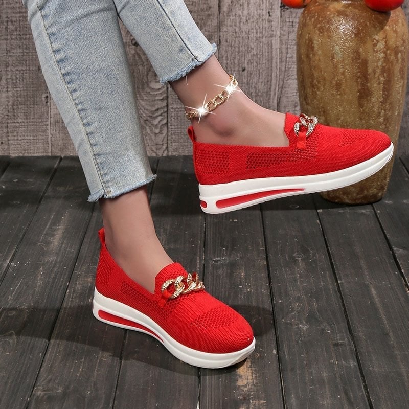 🔥Hot Sale 50% KEDVEZMÉNY - Női szövött, légáteresztő, alkalmi Wedge tornacipő