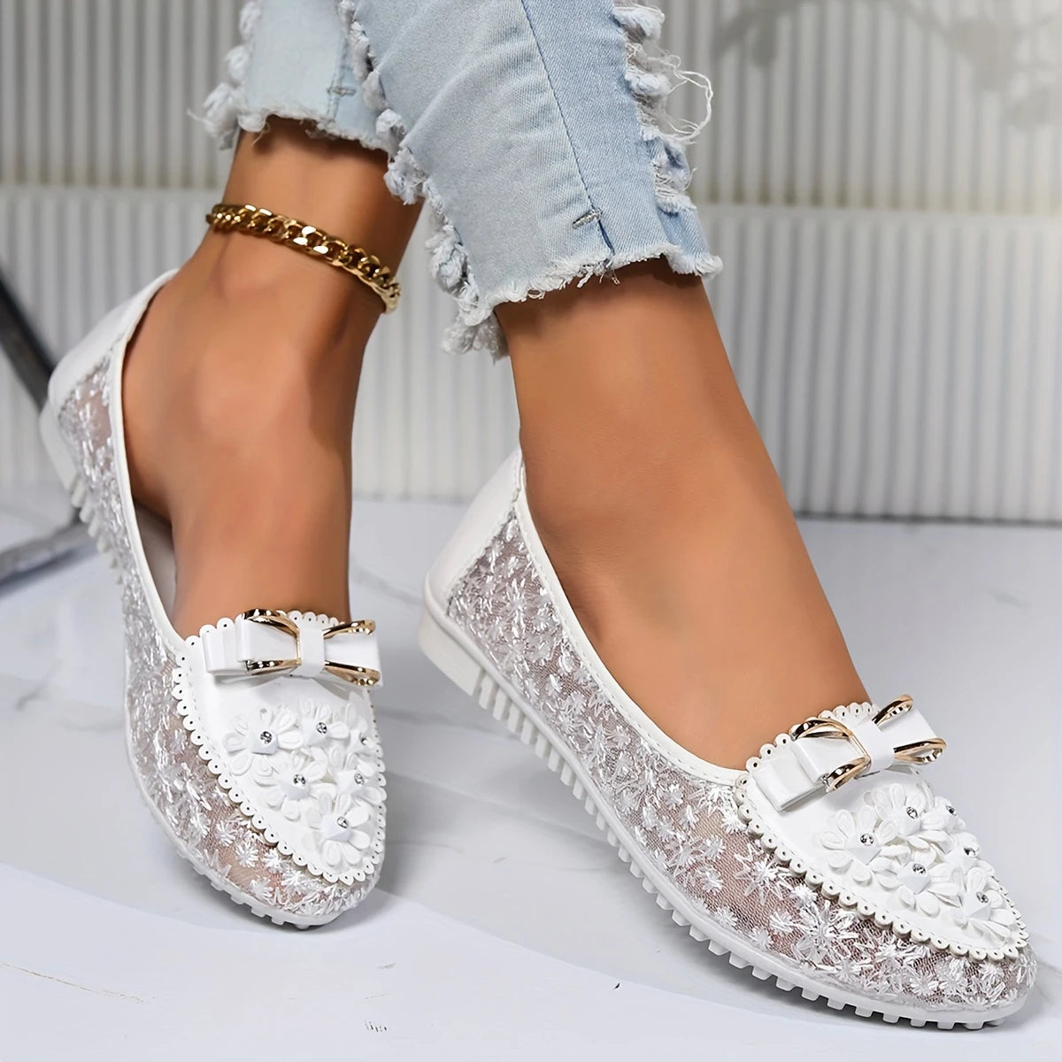 🔥Utolsó nap 50% kedvezménnyel - Elegáns, csipkés, légáteresztő női ortopéd szandál Slip On