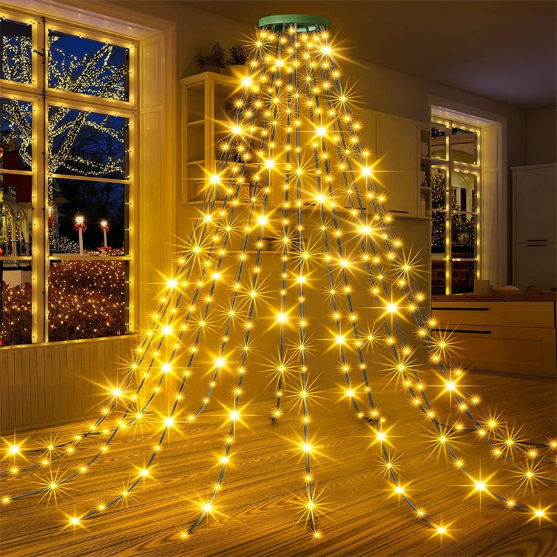 🎁Karácsonyi korai akció 50% kedvezménnyel🎄Karácsonyfa vízesés fények gyűrű