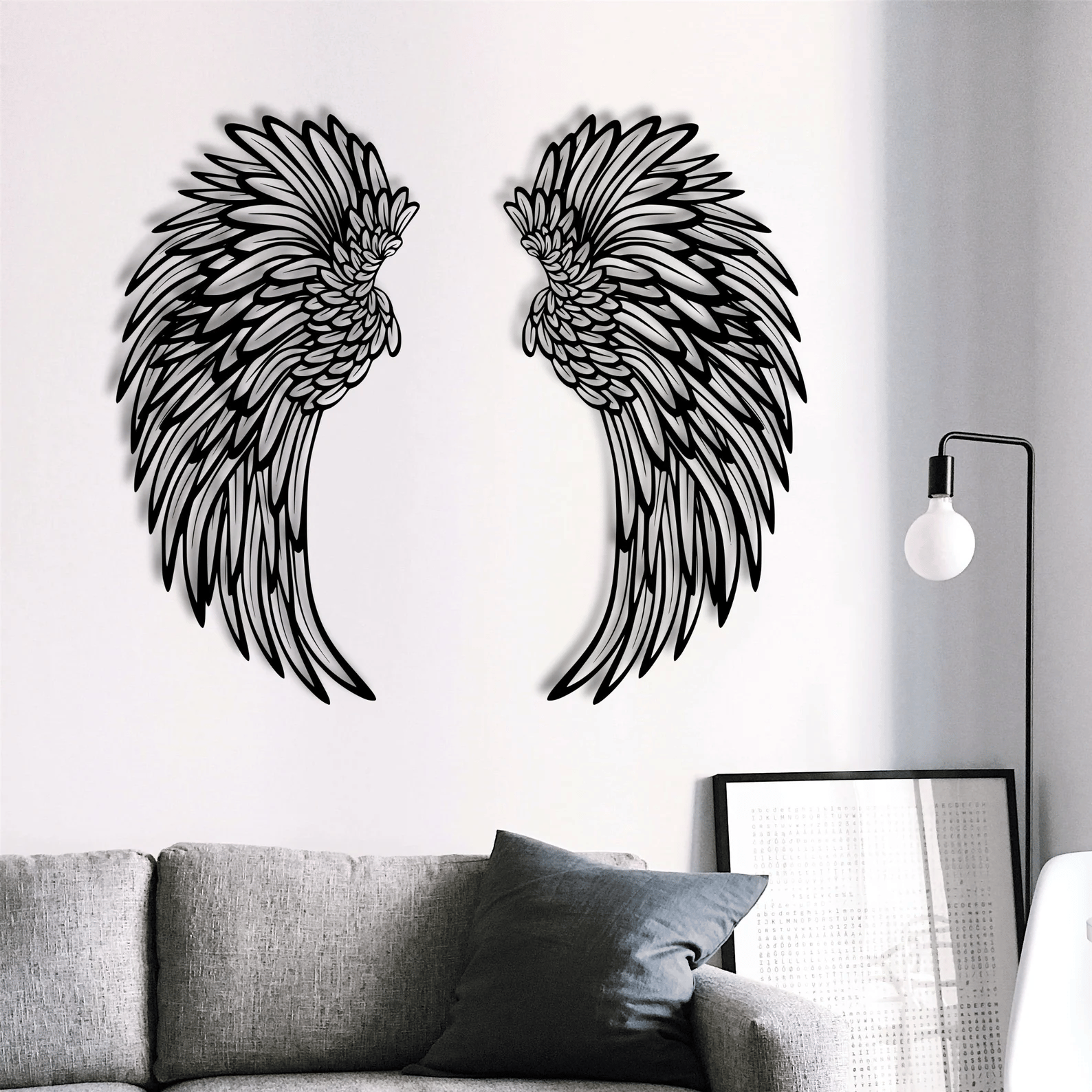 🔥 1 PÁR ANGYAL WINGS METAL WALL ART LED VILÁGÍTÁSSAL -🎁 AJÁNDÉK NEKI