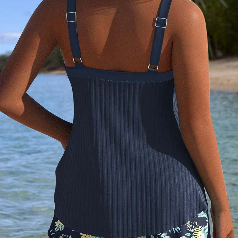 👗Női mintás fürdőruha felsőrésszel és rövidnadrággal