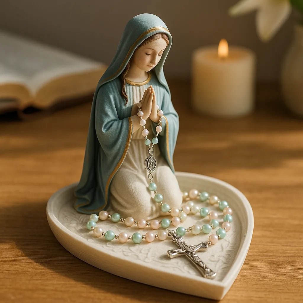 💝Kézzel készített Szűz Mária rózsafüzér tartó