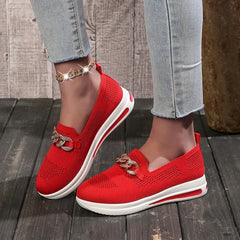 🔥Hot Sale 50% KEDVEZMÉNY - Női szövött, légáteresztő, alkalmi Wedge tornacipő