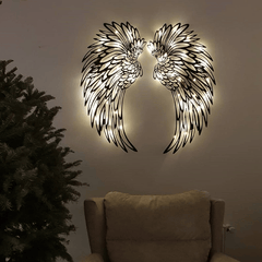 🔥 1 PÁR ANGYAL WINGS METAL WALL ART LED VILÁGÍTÁSSAL -🎁 AJÁNDÉK NEKI