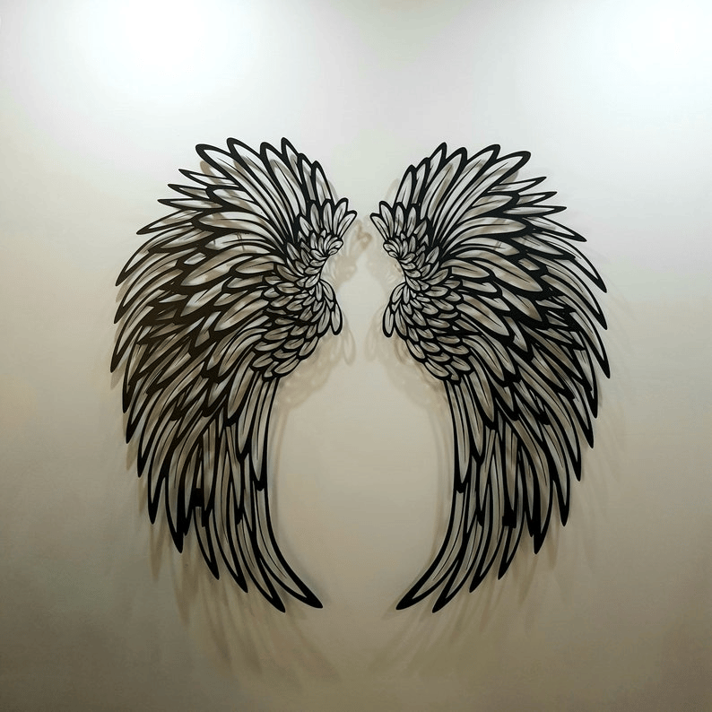 🔥 1 PÁR ANGYAL WINGS METAL WALL ART LED VILÁGÍTÁSSAL -🎁 AJÁNDÉK NEKI