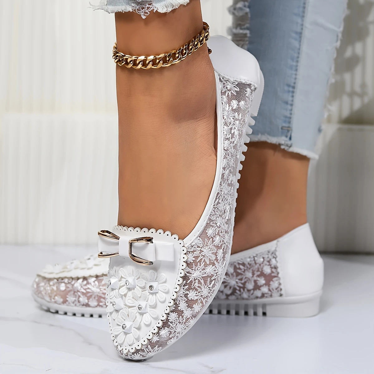 🔥Utolsó nap 50% kedvezménnyel - Elegáns, csipkés, légáteresztő női ortopéd szandál Slip On