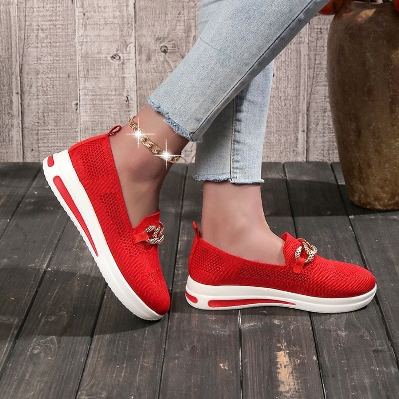 🔥Hot Sale 50% KEDVEZMÉNY - Női szövött, légáteresztő, alkalmi Wedge tornacipő