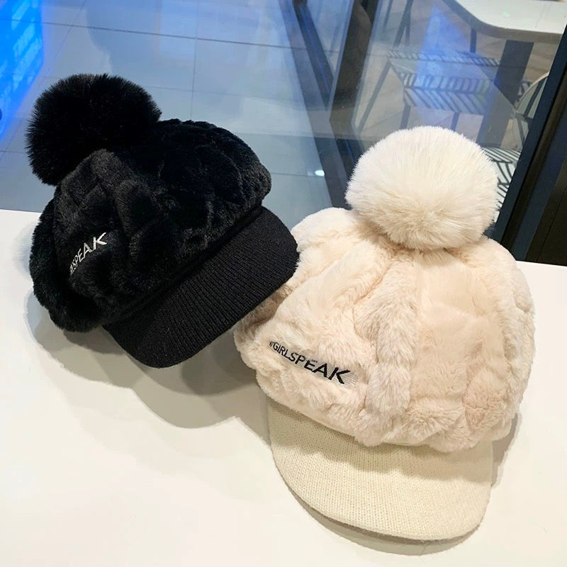 🎁A legjobb ajándék neki🎁👒-Női meleg téli sapka rövid karimájú🥰