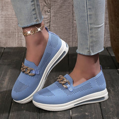 🔥Hot Sale 50% KEDVEZMÉNY - Női szövött, légáteresztő, alkalmi Wedge tornacipő