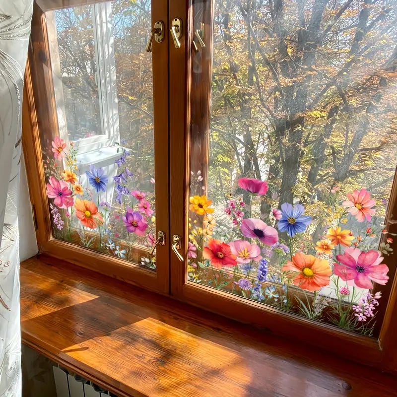 ✨UTOLSÓ NAP 70% KEDVEZMÉNY - 💐Színes virágcsokor ablakmatrica🖼️(szabadon méretre vágva)