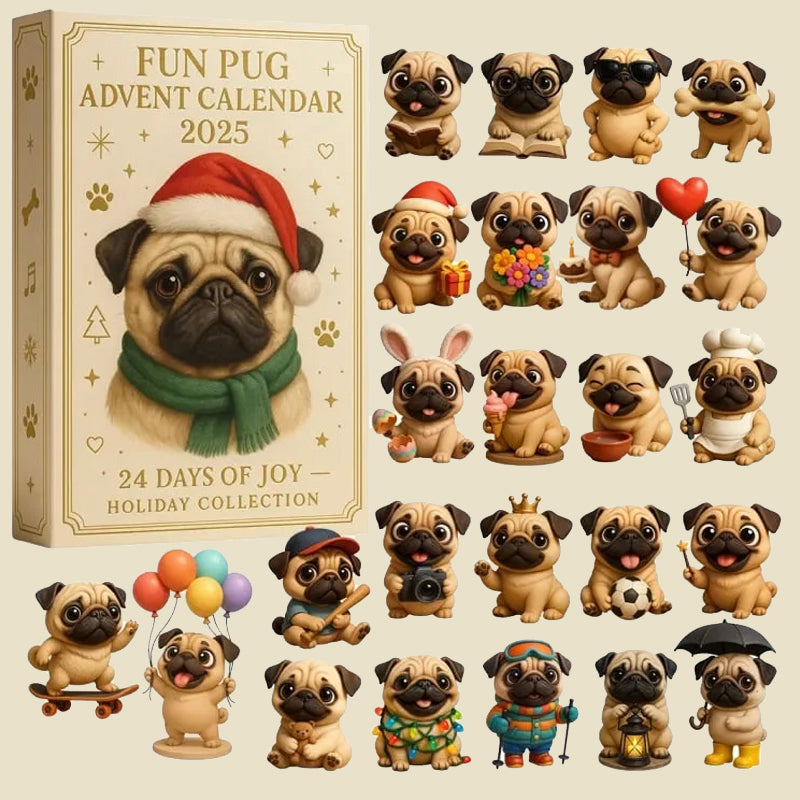 🐾🎄 Vidám mopsz adventi naptár 2025