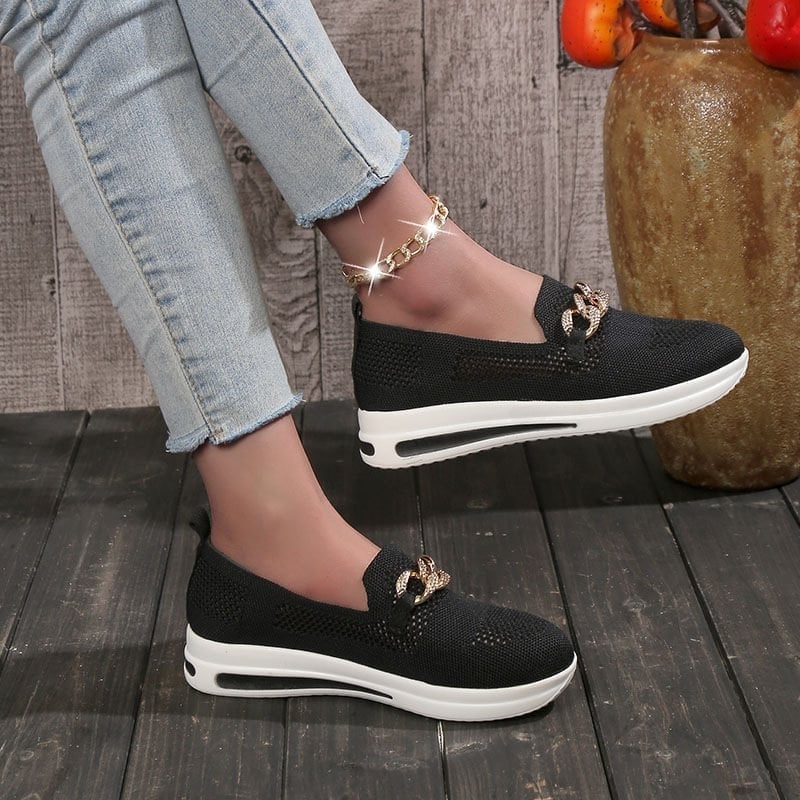 🔥Hot Sale 50% KEDVEZMÉNY - Női szövött, légáteresztő, alkalmi Wedge tornacipő
