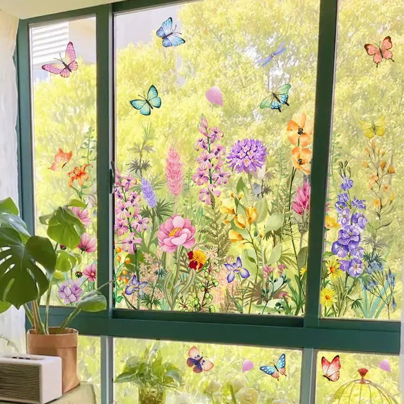 ✨UTOLSÓ NAP 70% KEDVEZMÉNY - 💐Színes virágcsokor ablakmatrica🖼️(szabadon méretre vágva)