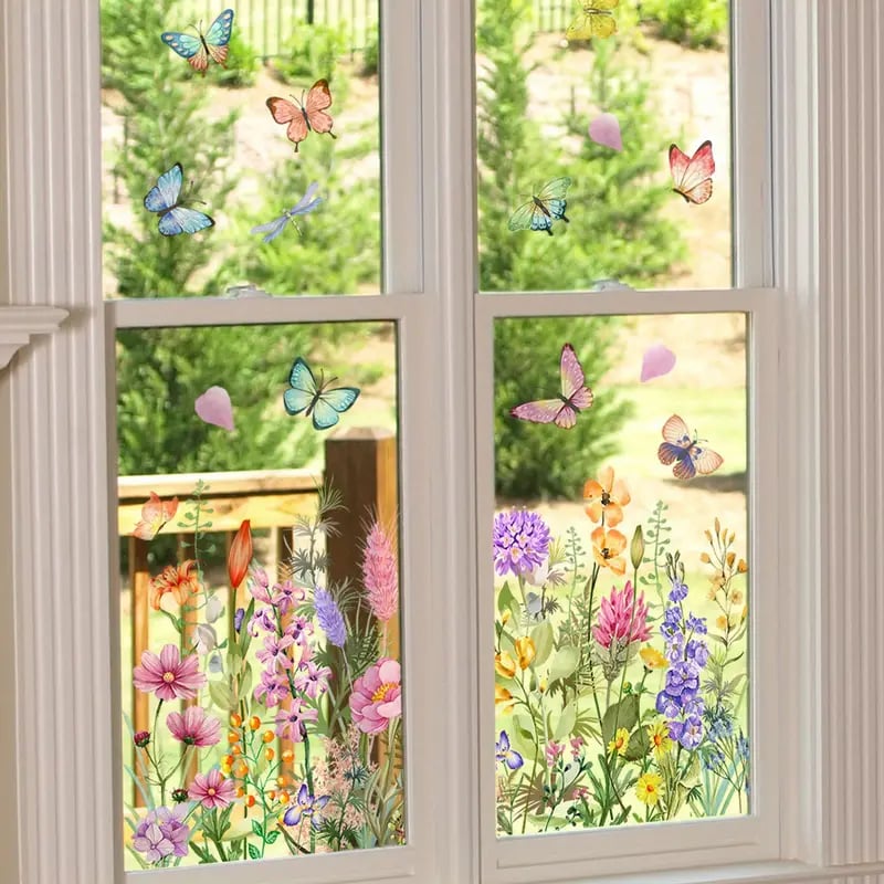 ✨UTOLSÓ NAP 70% KEDVEZMÉNY - 💐Színes virágcsokor ablakmatrica🖼️(szabadon méretre vágva)