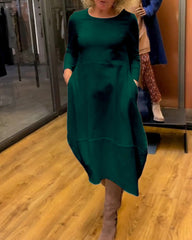 👗✨[S-3XL]Egyszínű kötött hosszú ruha