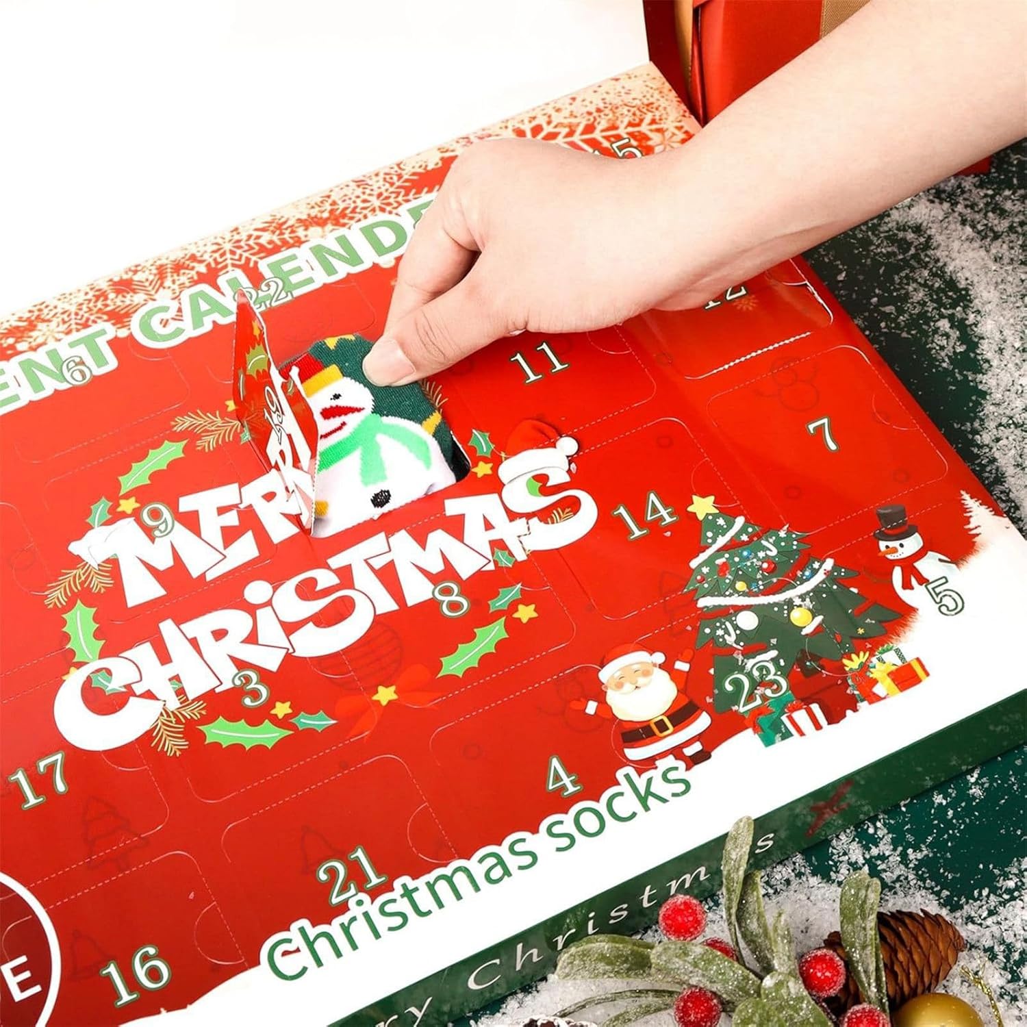🎄24 pár karácsonyi zokni Adventi naptár karácsonyi zoknik🧦